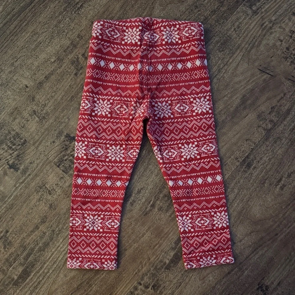 Red Patterned Kids Leggings 2t